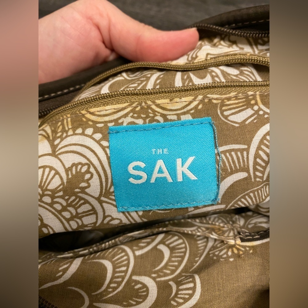The Sak Straw Mini Shoulder Bag with Brown Trim - Picture 7 of 15
